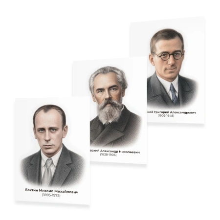 Комплект портретов литературоведов А3, 10 шт. (цветная печать)